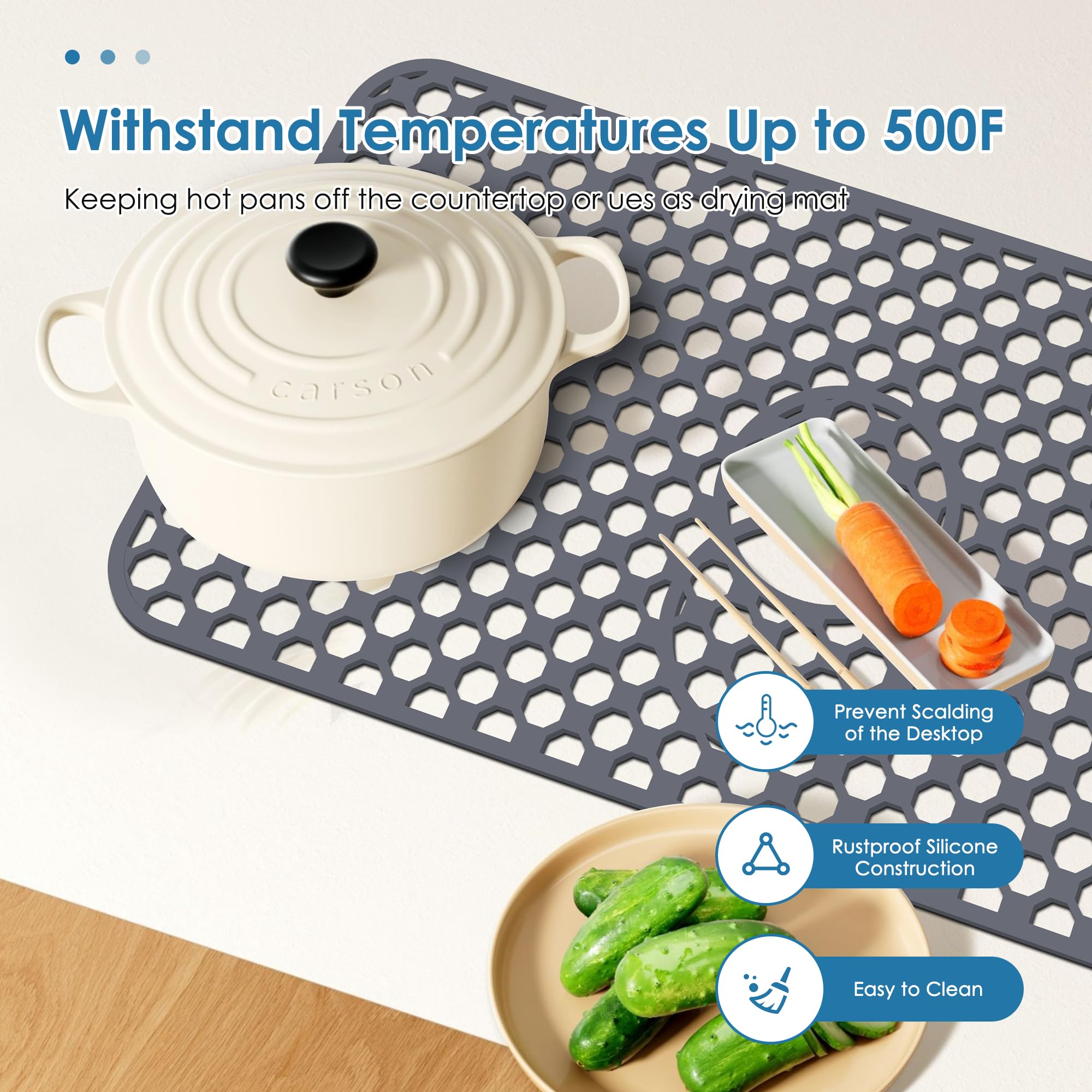 Flytime silicone mat is easy to rinse and dishwasher-safe