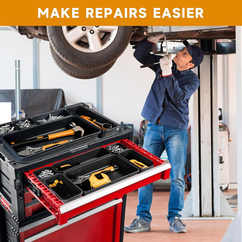 FLYVOLE rolling tool chest organization keeps tools within reach and neatly arranged.