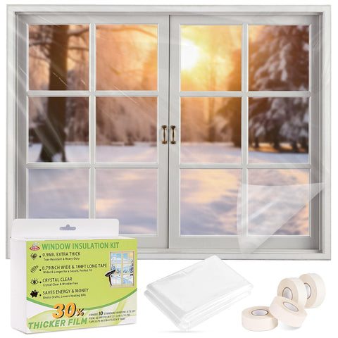 FLYZZZ Window Insulation Kit unpacked, showing all components ready for winter sealing.