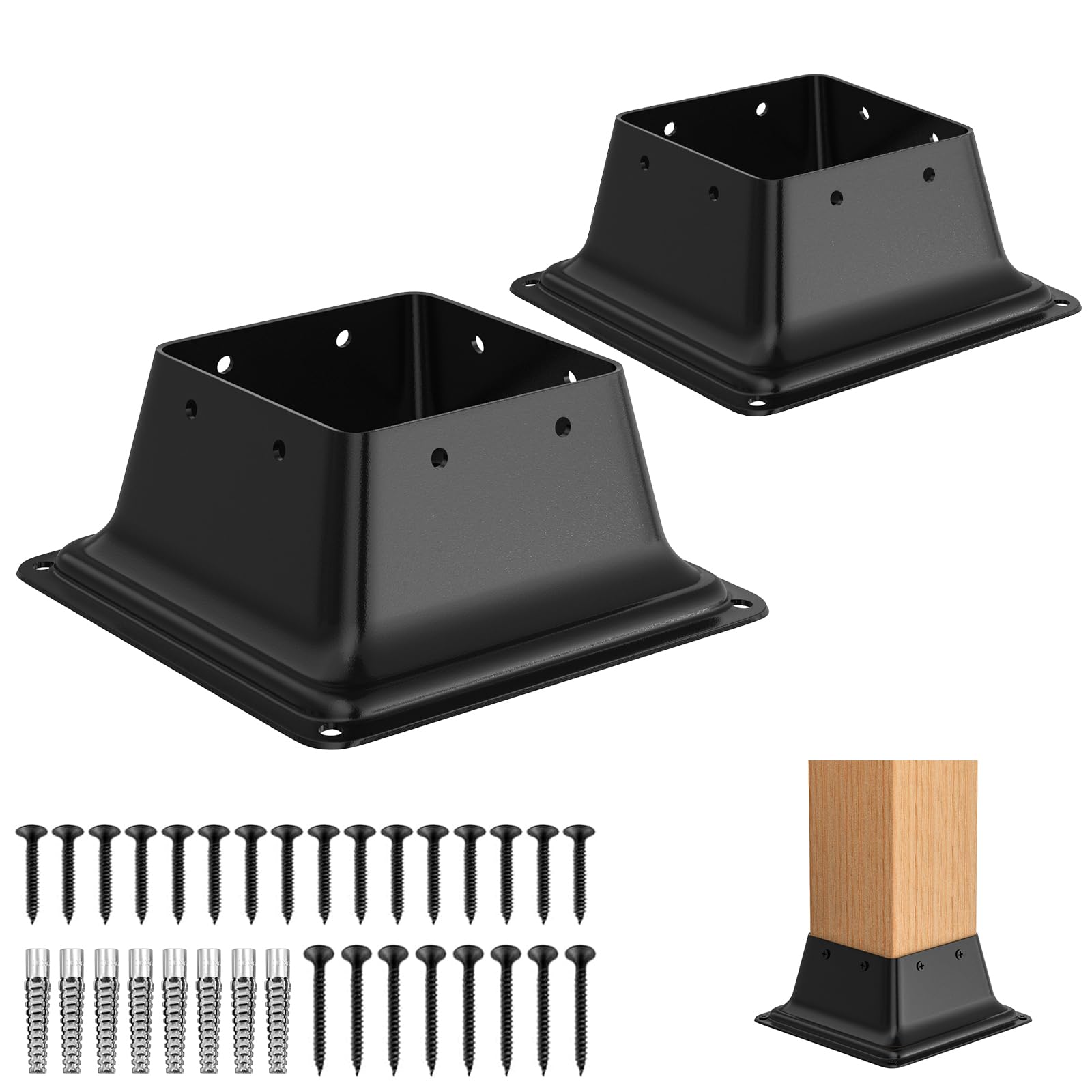 FMhotu 4x4 post base 2pcs provides sturdy deck mounting.