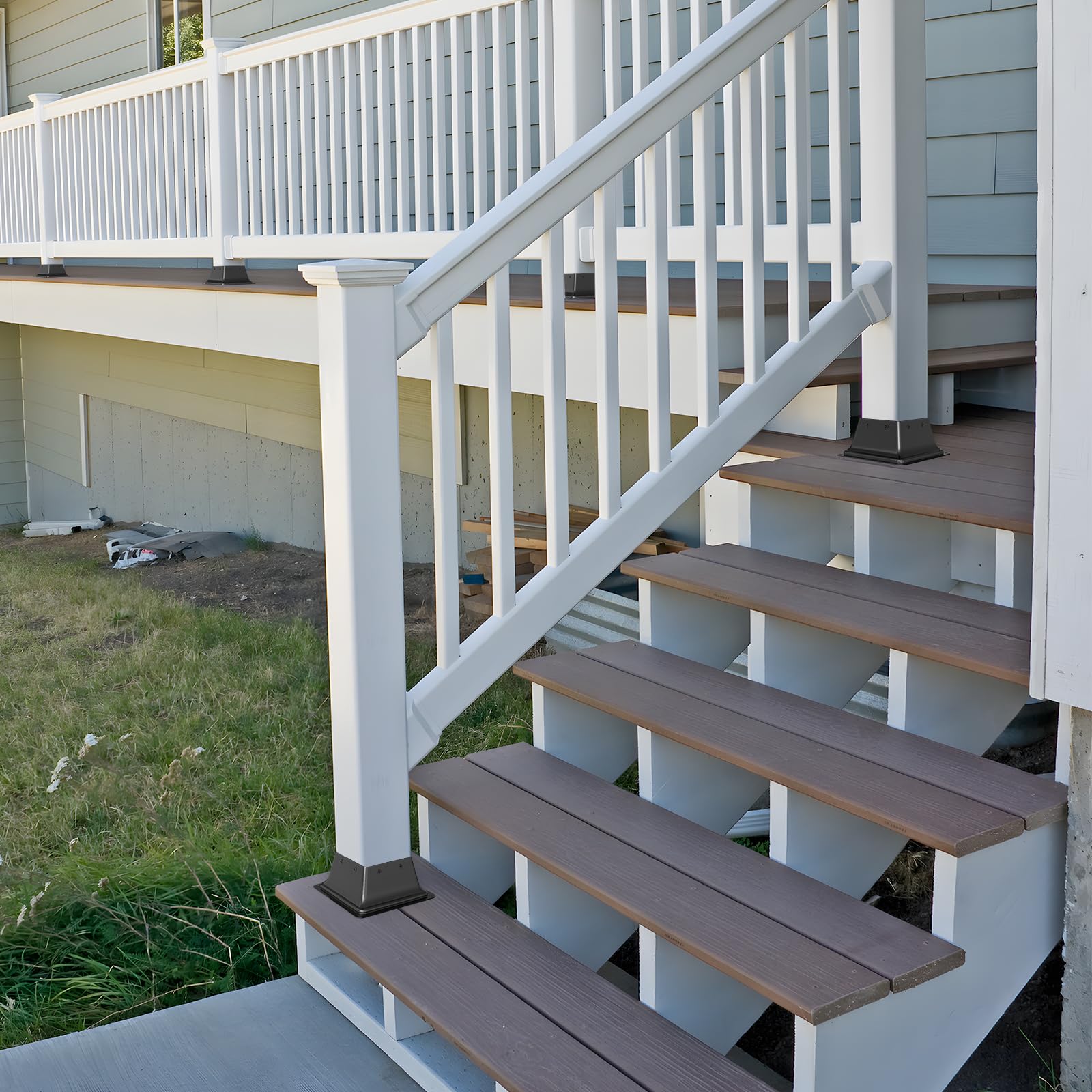 FMhotu post base bottom holes support reliable anchoring on wooden posts.