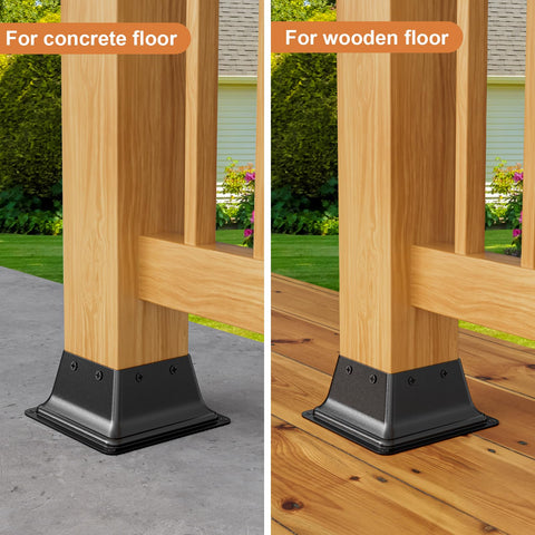 FMhotu post base top holes allow secure fasteners for railing connections.