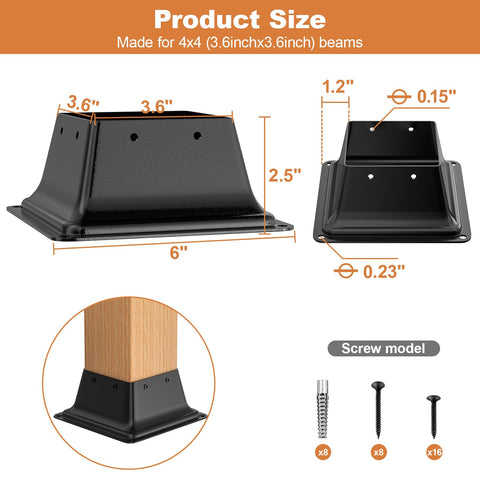 FMhotu steel post base deck anchor ensures durable outdoor support.