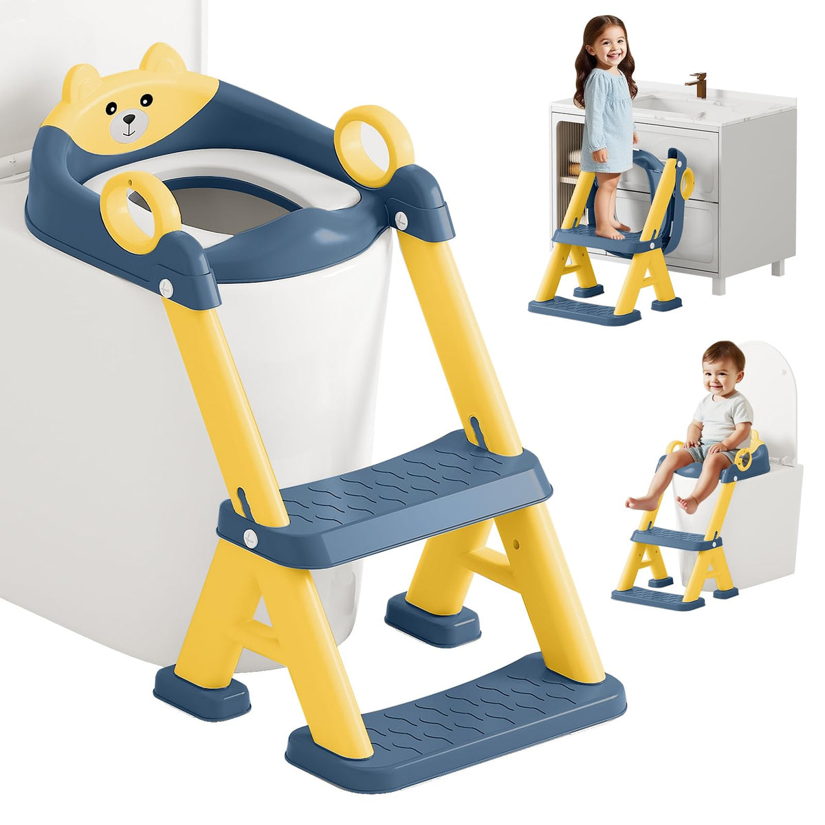 Fnaumdol potty seat foldable blue with sturdy frame for easy storage