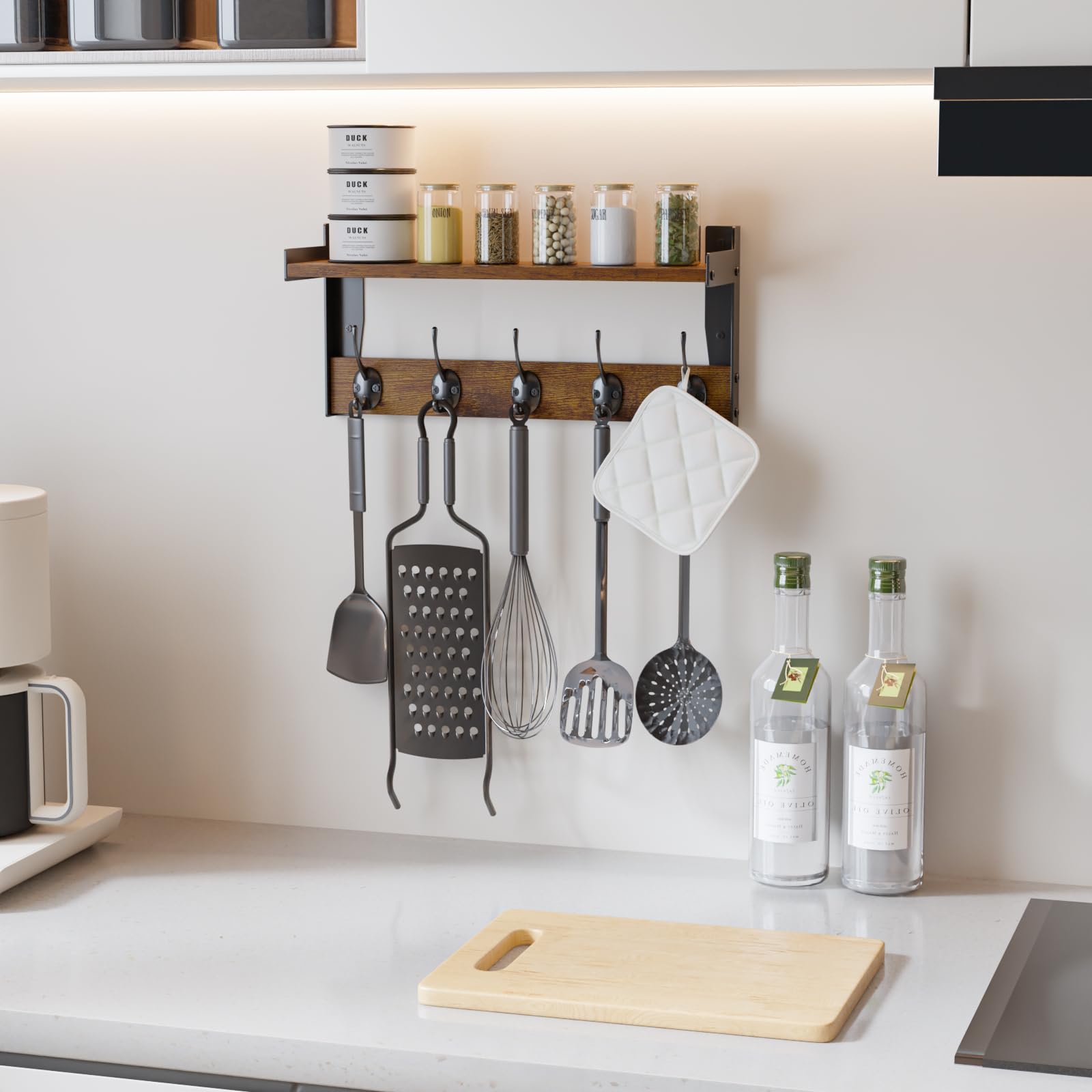 FNBAR decorative shelf and hangers offer display space for plants and photos