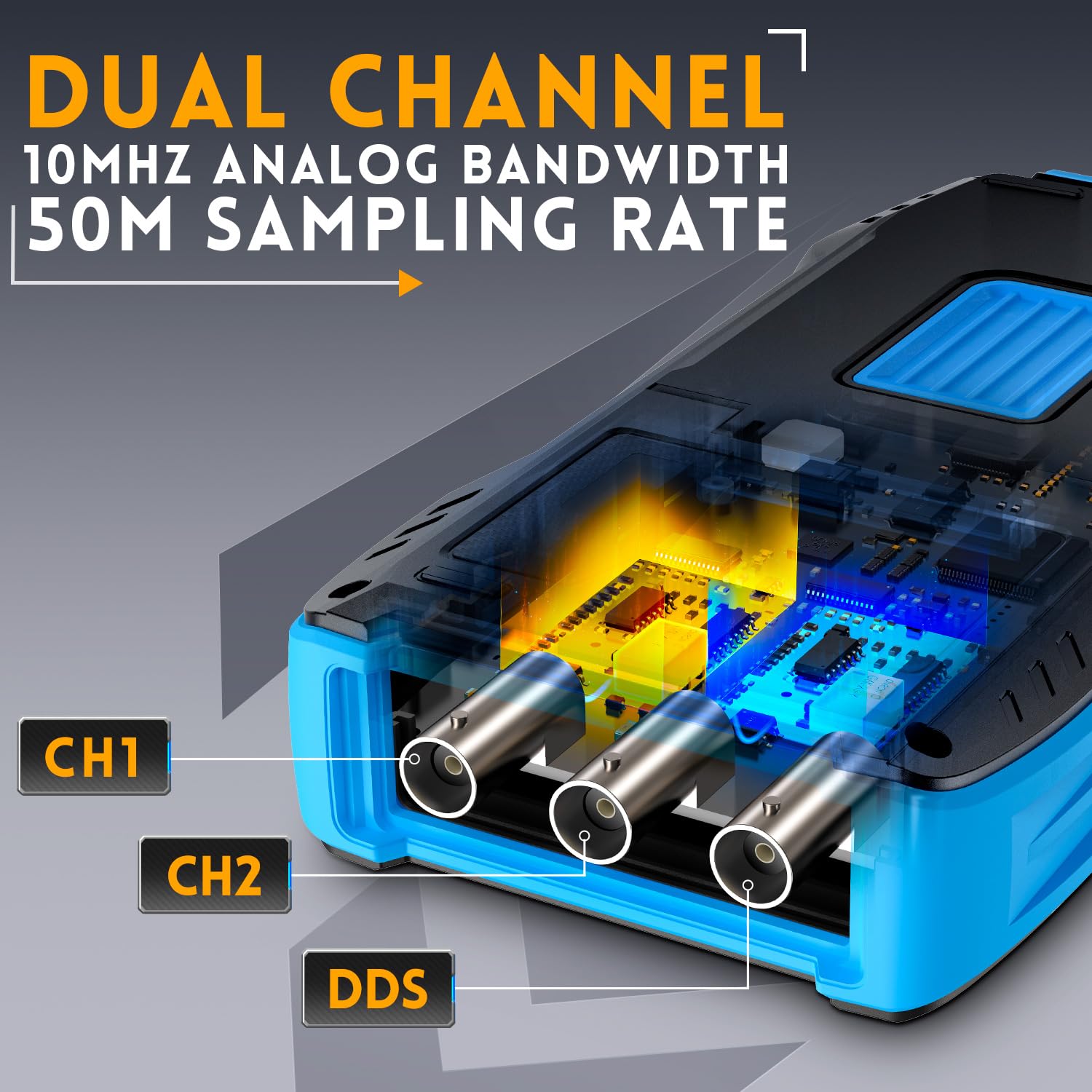 FNIRSI 2C23T DDS generator interface outputs versatile waveforms up to 2 MHz.