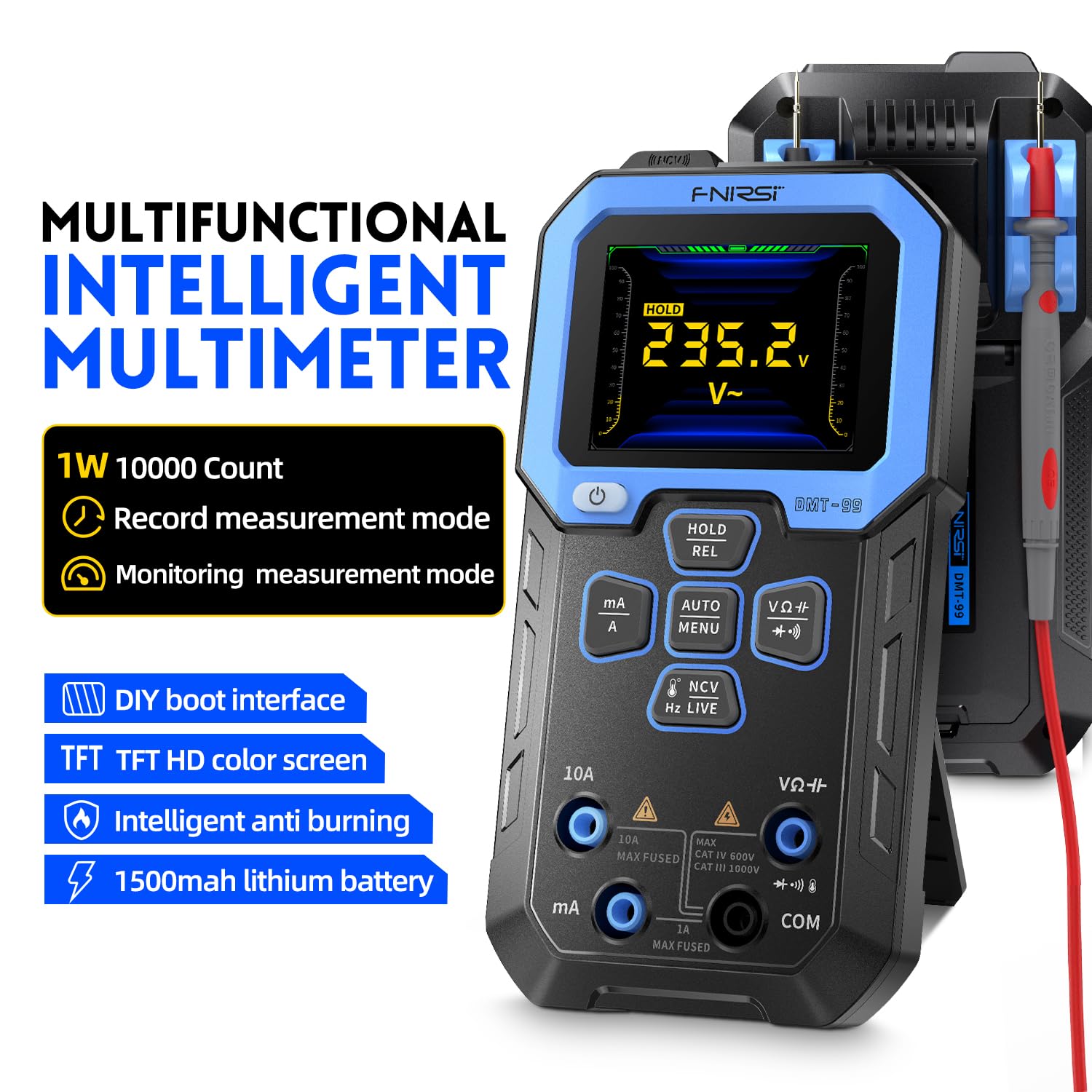 FNIRSI DMT-99 monitoring mode with thresholds alerts when limits are reached