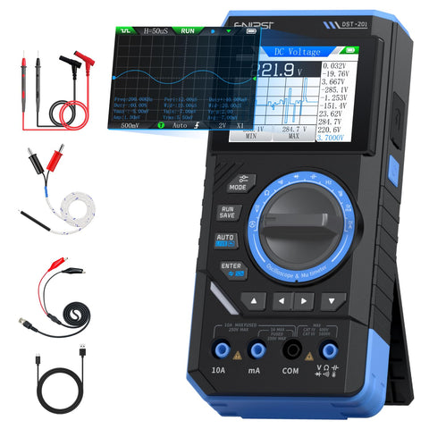 FNIRSI DST-201 display front shows a clear user interface for quick measurements