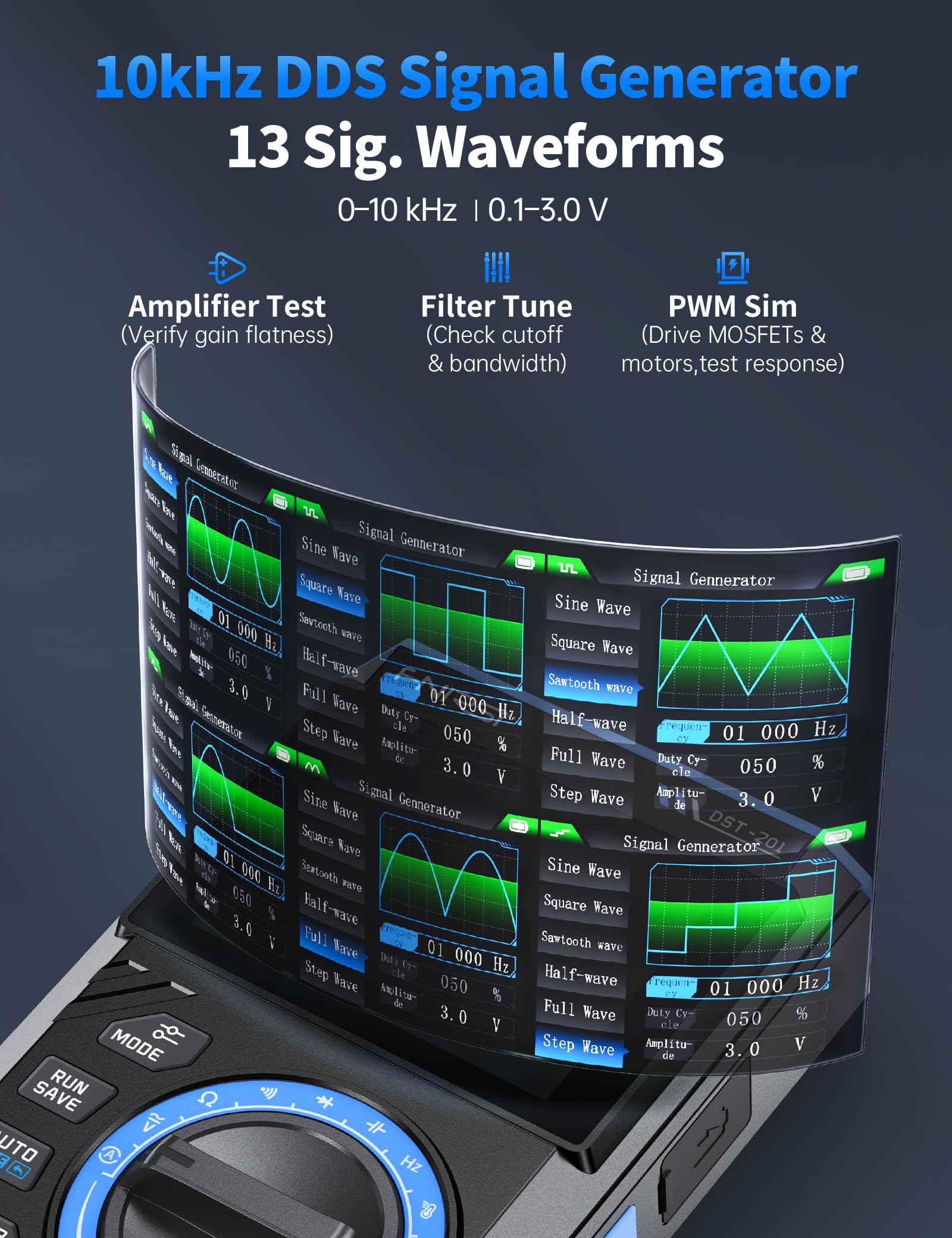 FNIRSI DST-201 function dial for fast mode switching during measurements