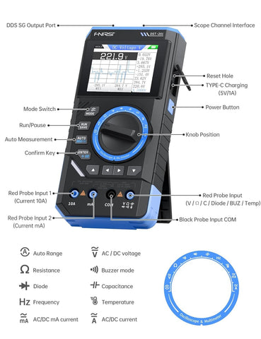 FNIRSI DST-201 live/neutral detection helps verify wiring safely