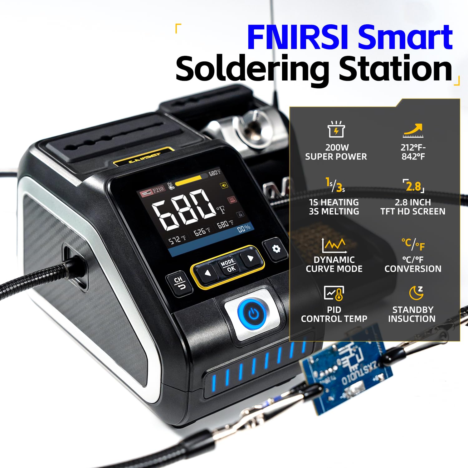 FNIRSI DWS-200 three presets store common temperatures for faster workflows