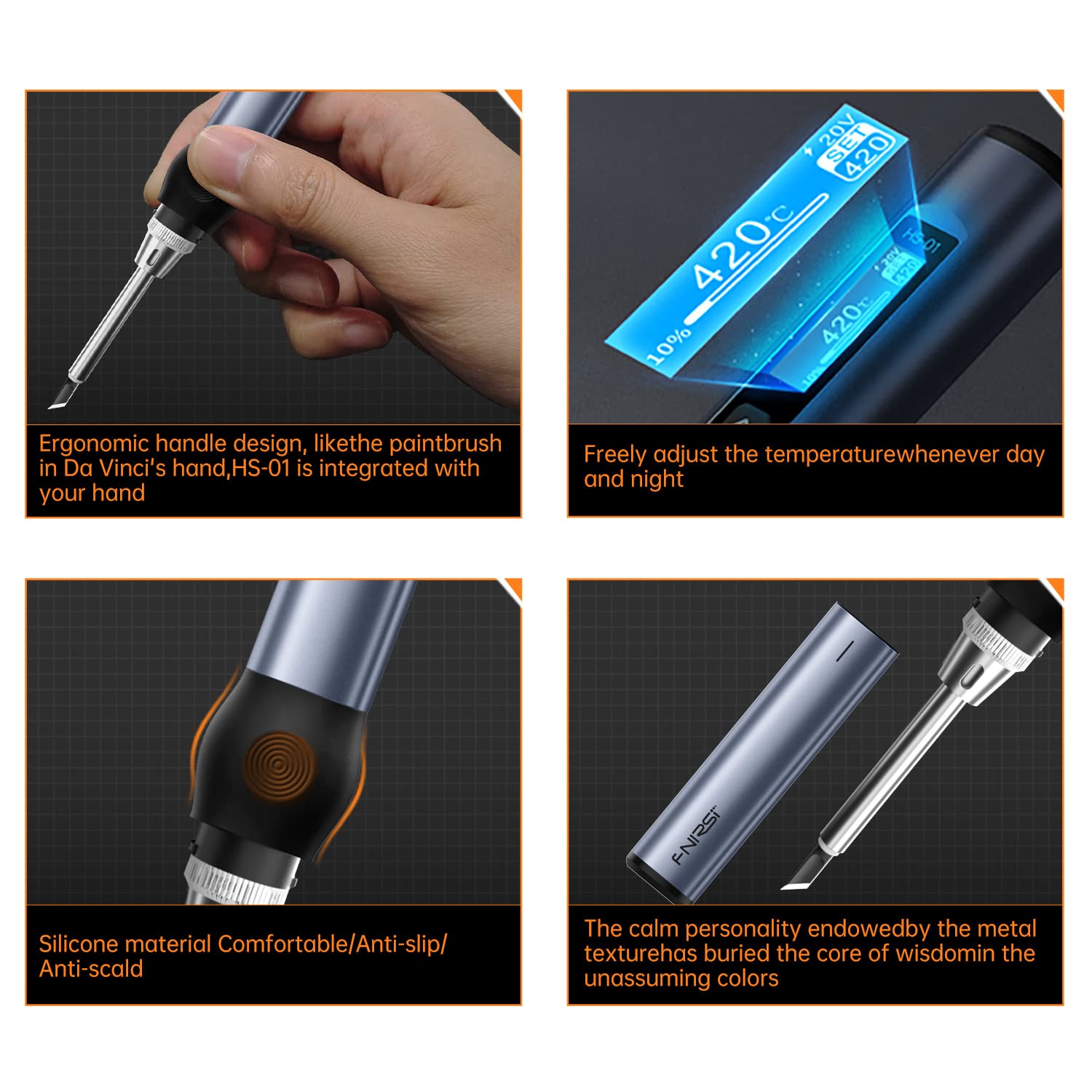 FNIRSI HS-01 DC/PD power input enables flexible charging options.