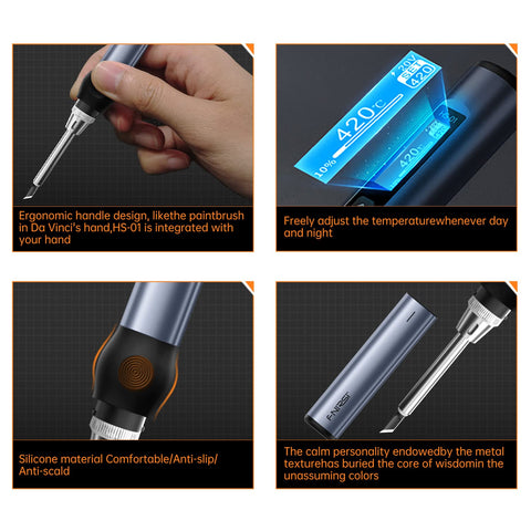 FNIRSI HS-01 DC/PD power input enables flexible charging options.