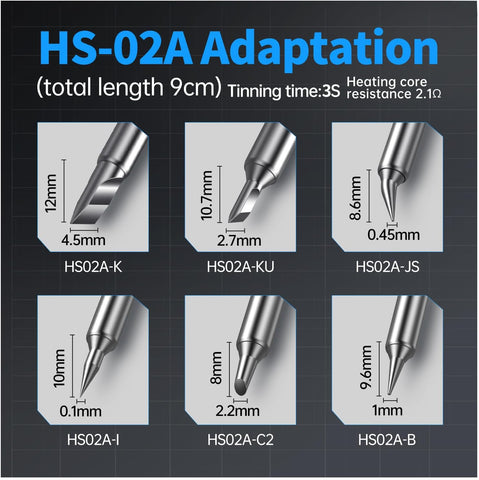 FNIRSI HS-02A tip kit supports diverse soldering tasks.
