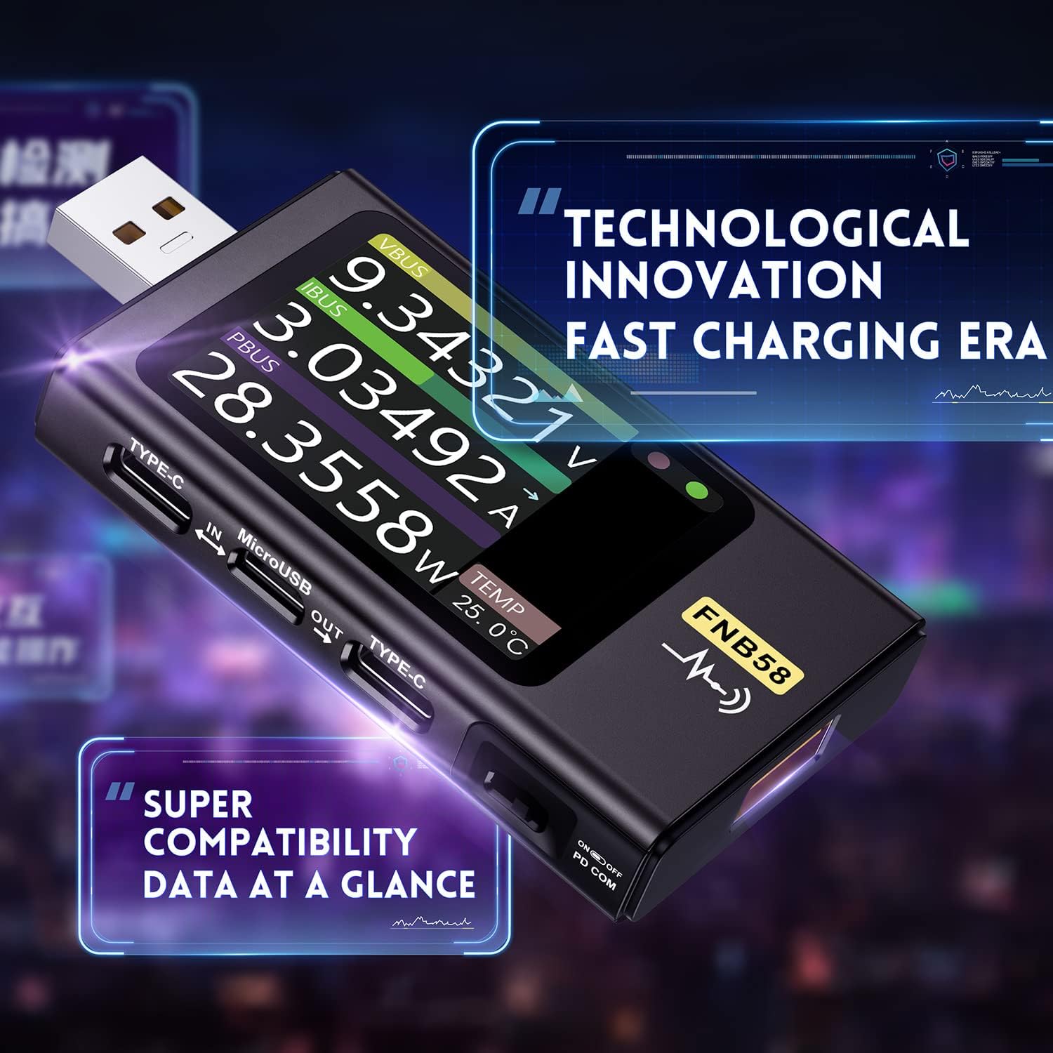 FNIRSI USB Tester DASH cable reading reveals data line status
