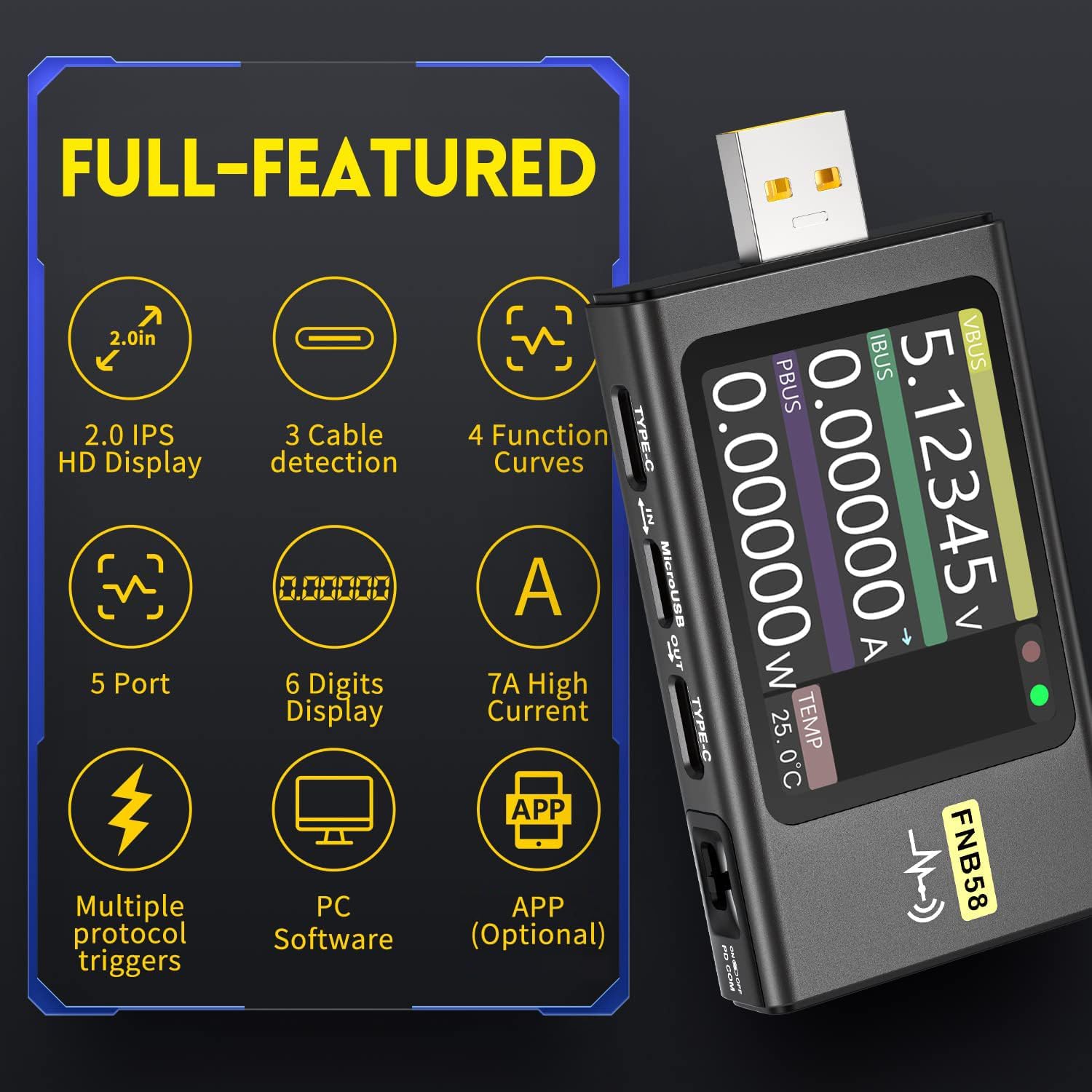 FNIRSI USB Tester PD and QC detection confirms power delivery compatibility