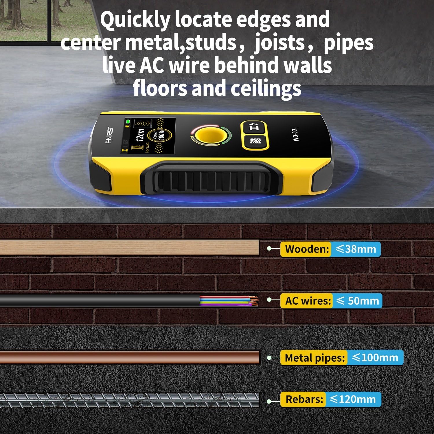 FNIRSI WD-02 AC wire detection helps avoid live cables during install.