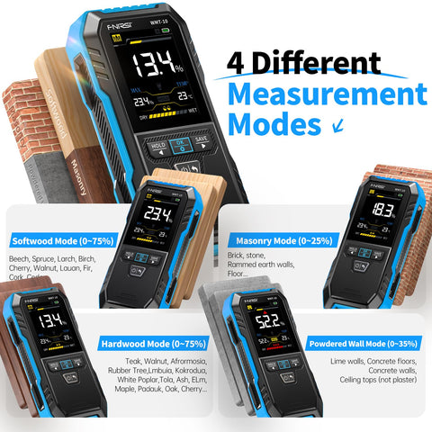 FNIRSI WMT-10 rechargeable pinless meter for easy moisture checks on the go