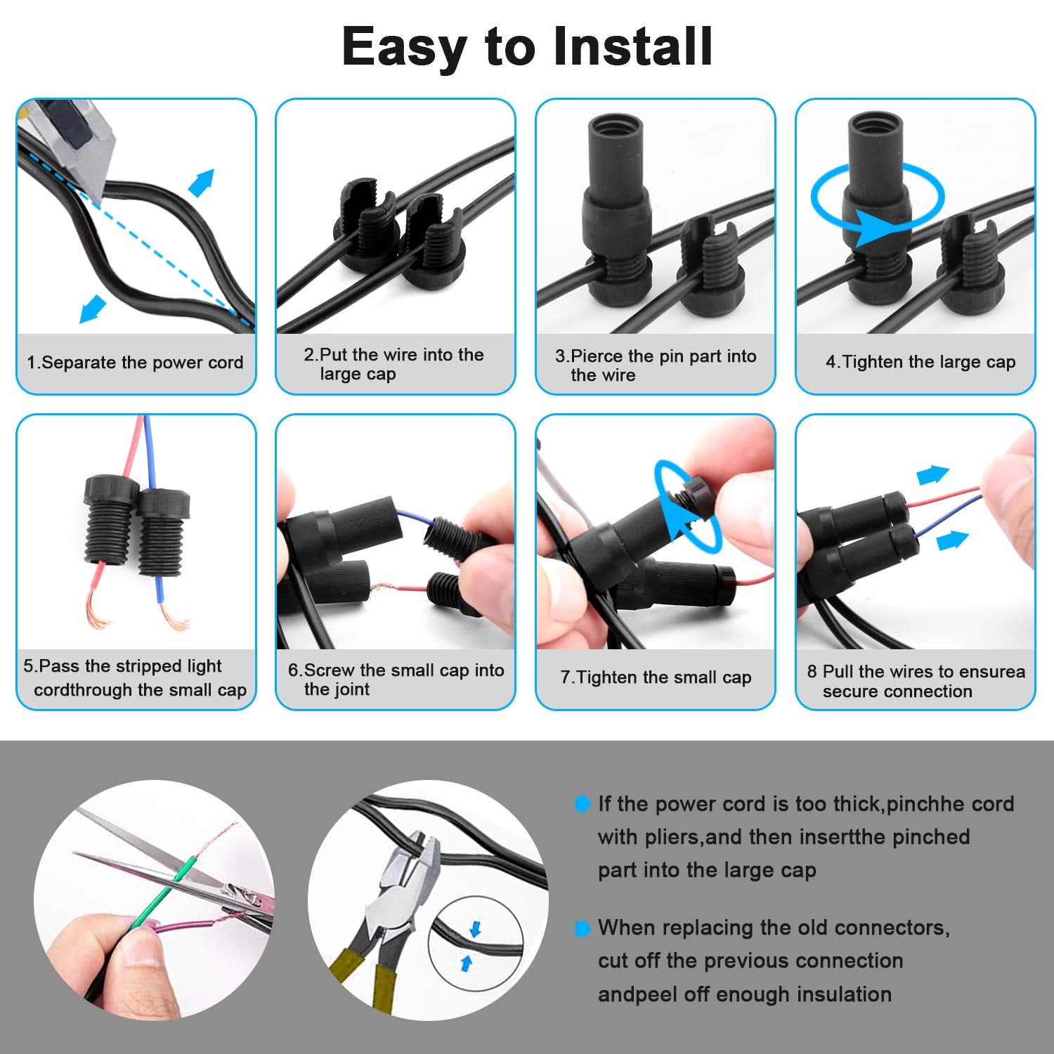 Fntek corrosion-resistant nylon body withstands weather for years of dependable connections.
