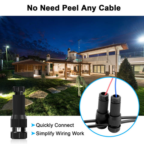 Fntek outdoor landscape-light installation simplifies wiring with no cutting or crimping.