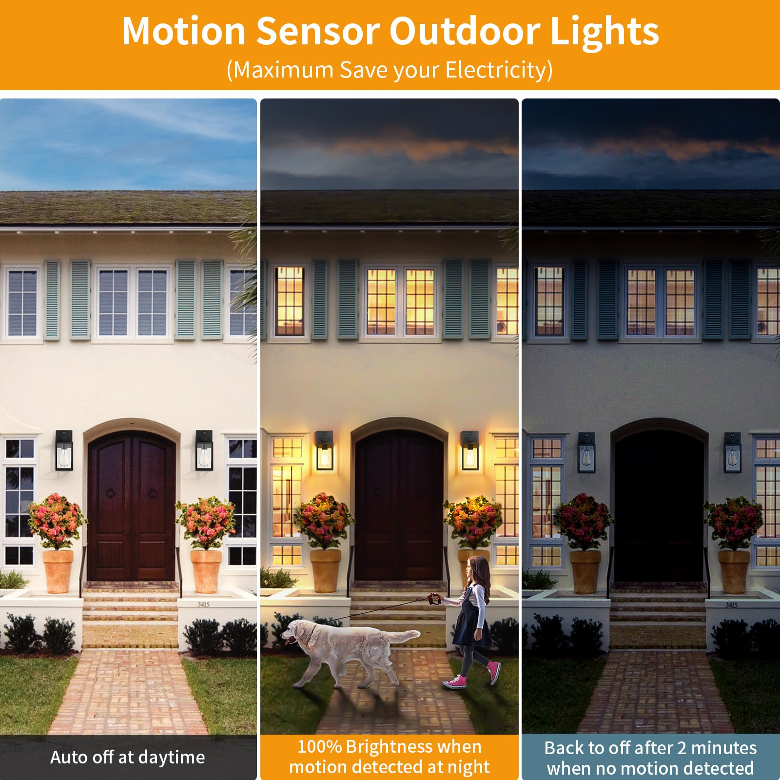 FNYUSLET black wall sconce exterior lantern enhances curb appeal and security.