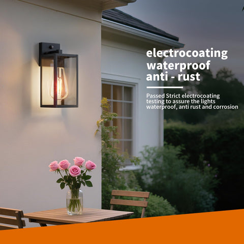FNYUSLET dusk-to-dawn light with glass shade for clear night illumination.
