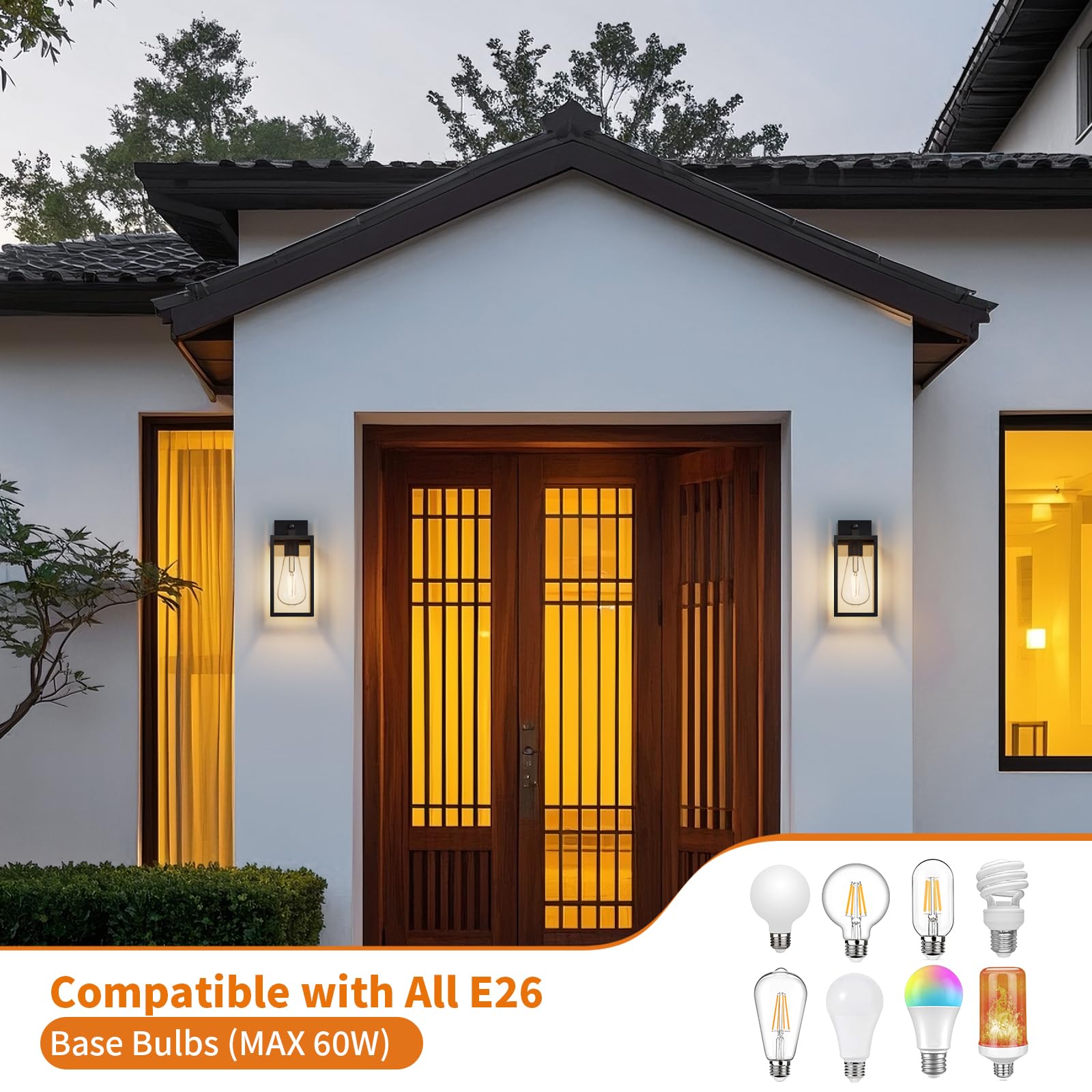 FNYUSLET exterior wall lantern on modern home exterior.