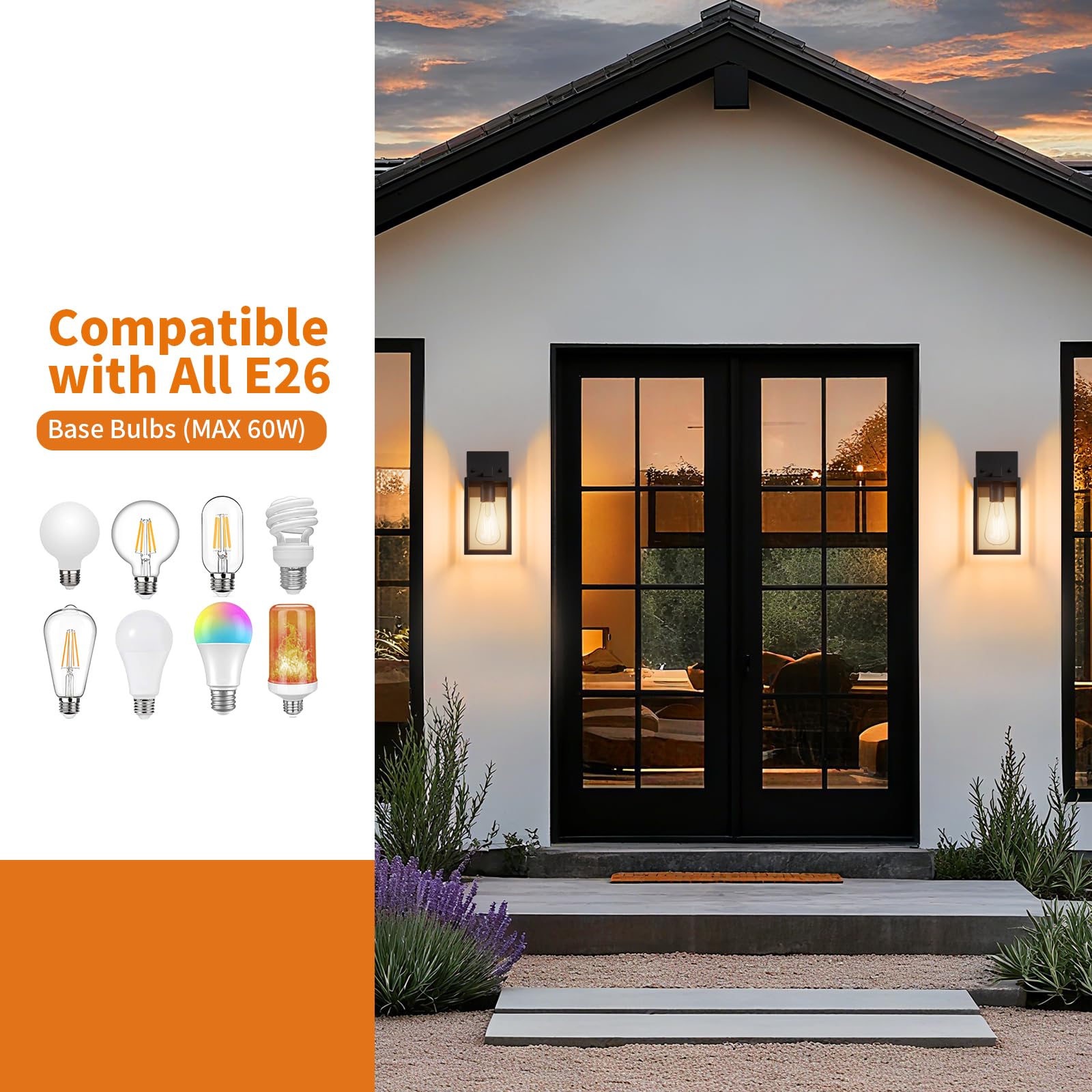 FNYUSLET E26 bulb-compatible wall sconce supports customizable mood lighting.