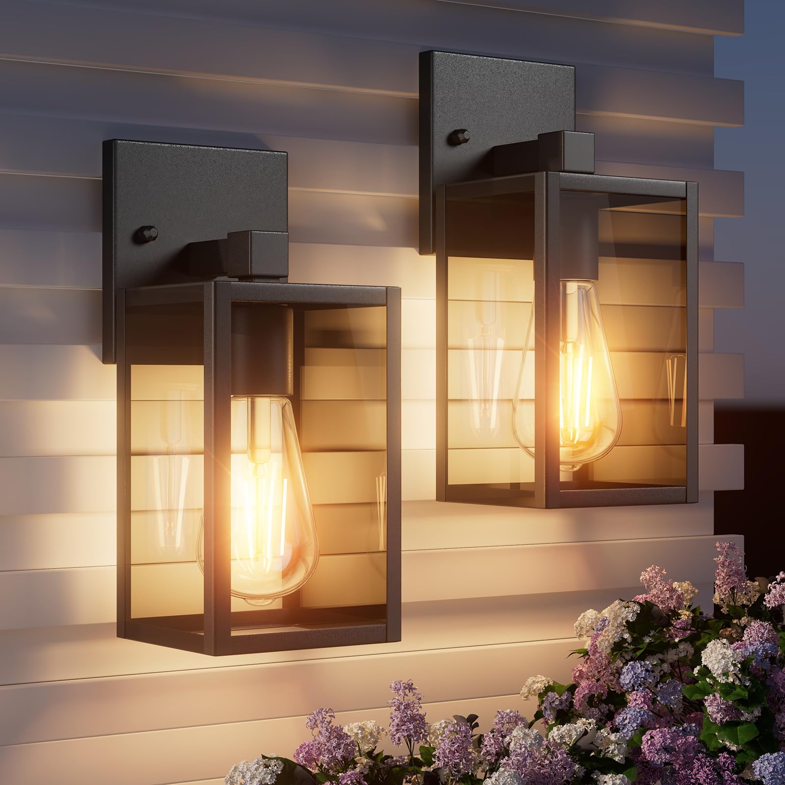 FNYUSLET outdoor wall light in black for porch illumination and weather resistance.