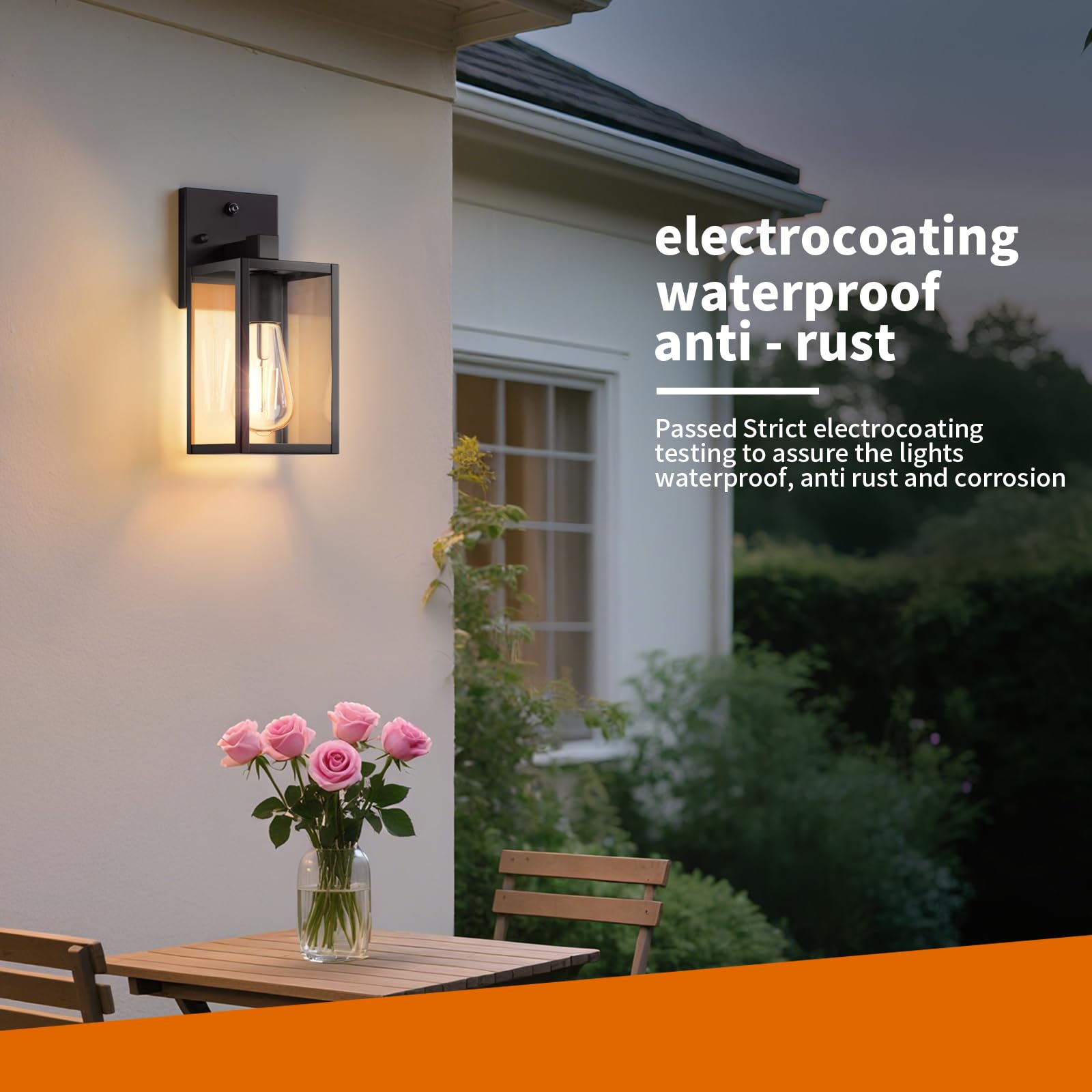FNYUSLET sensor outdoor lantern for garage entry provides hands-free lighting.