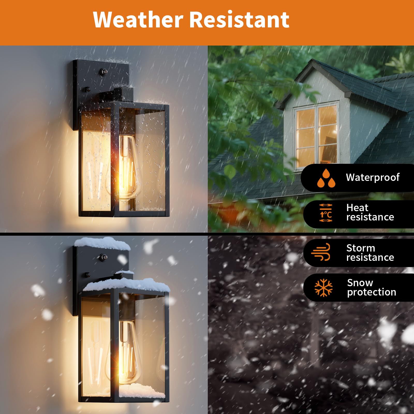 FNYUSLET waterproof wall sconce with tempered glass withstands weather.