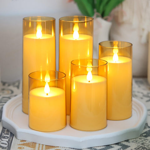 Fo32won 8 inch flameless pillar candle with natural flicker for events