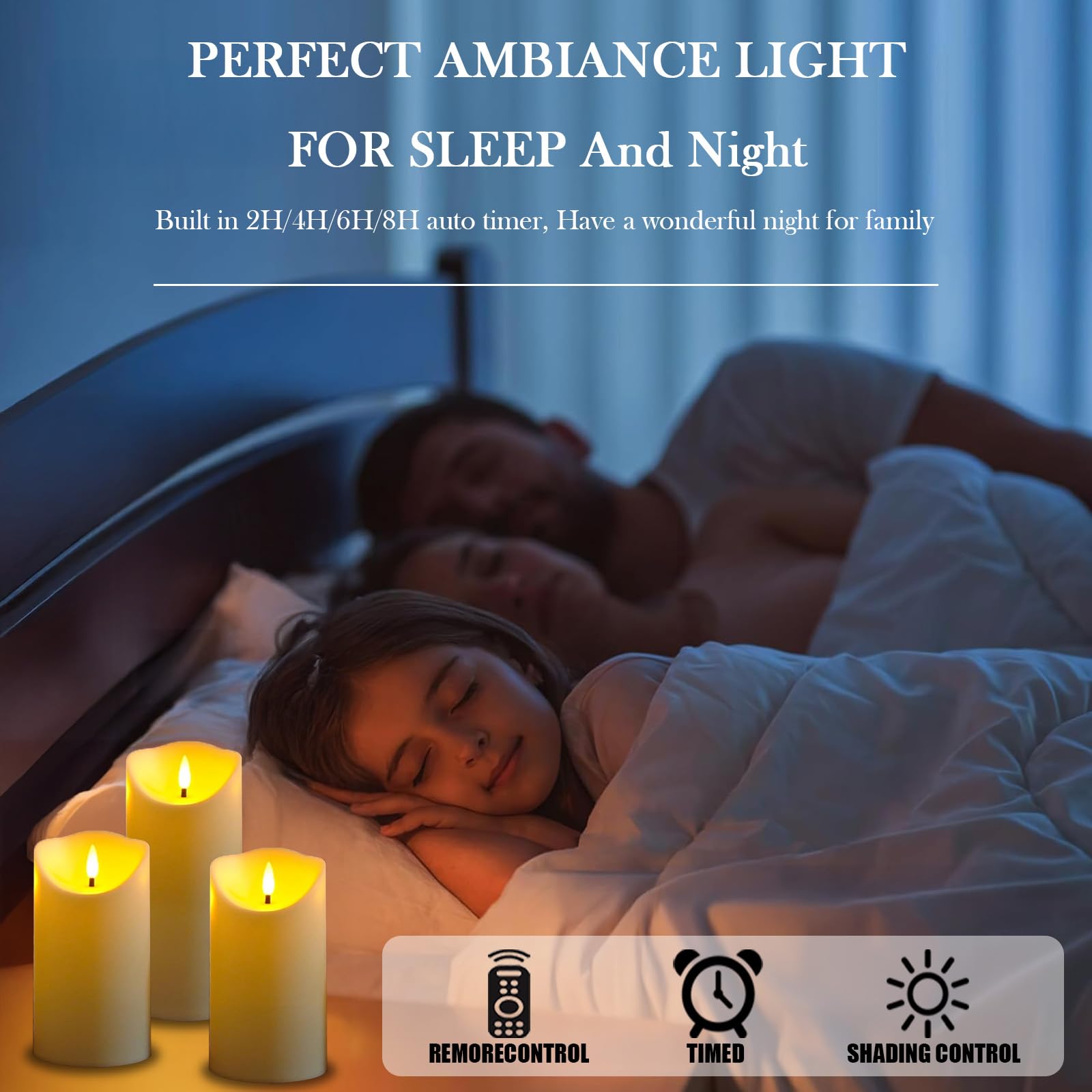 Fo32won 10-key remote candles simplify daily on/off control.
