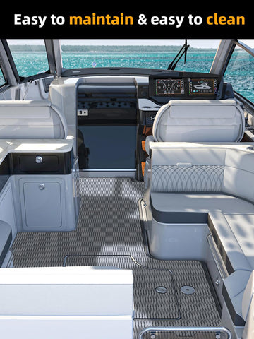 FOCEAN marine deck mat grey surface, saltwater resistant and heat-stable.