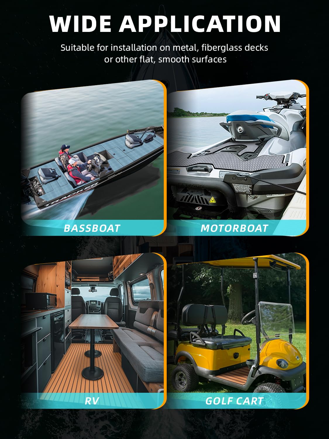 FOCEAN boat flooring multi-use pattern ideal for motorboats and kayaks.