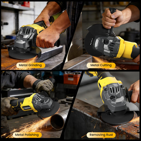 Fogera cordless angle grinder compatible with Dewalt 20V MAX batteries for flexible power.