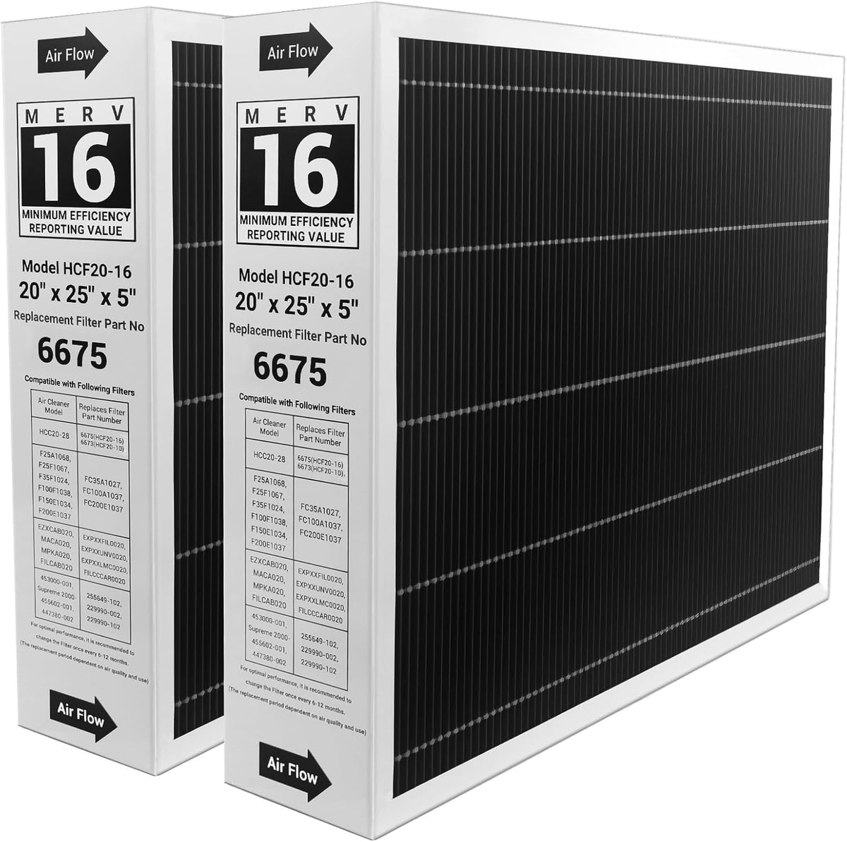 Foglapius 20x25x5 MERV 16 carbon filter pack for improved indoor air