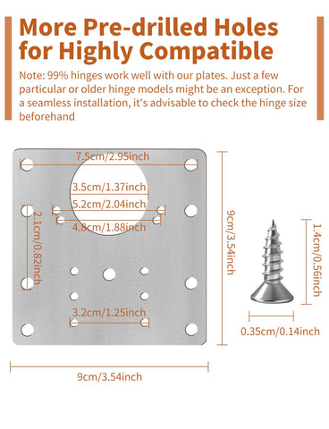 FOGZUVR large-hole design hinge plate simplifies alignment and mounting.