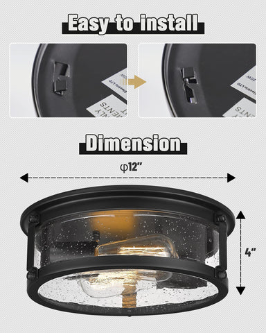FOITTON 12 inch ceiling fixture fits compact ceilings