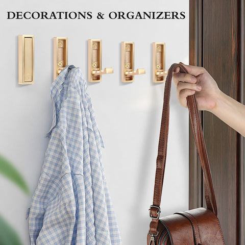 5PCS Foldable Gold Wall Hooks provide organized spaces in entryways or bathrooms.