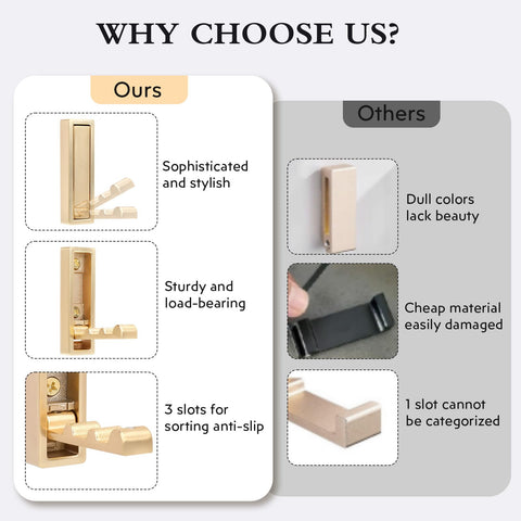 5PCS Foldable Gold Wall Hooks help organize towels and accessories in closets or baths.