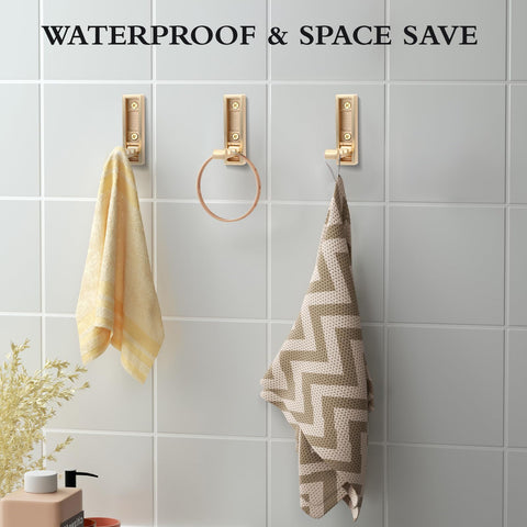 5PCS Foldable Gold Wall Hooks in zinc alloy finish resist rust and wear.
