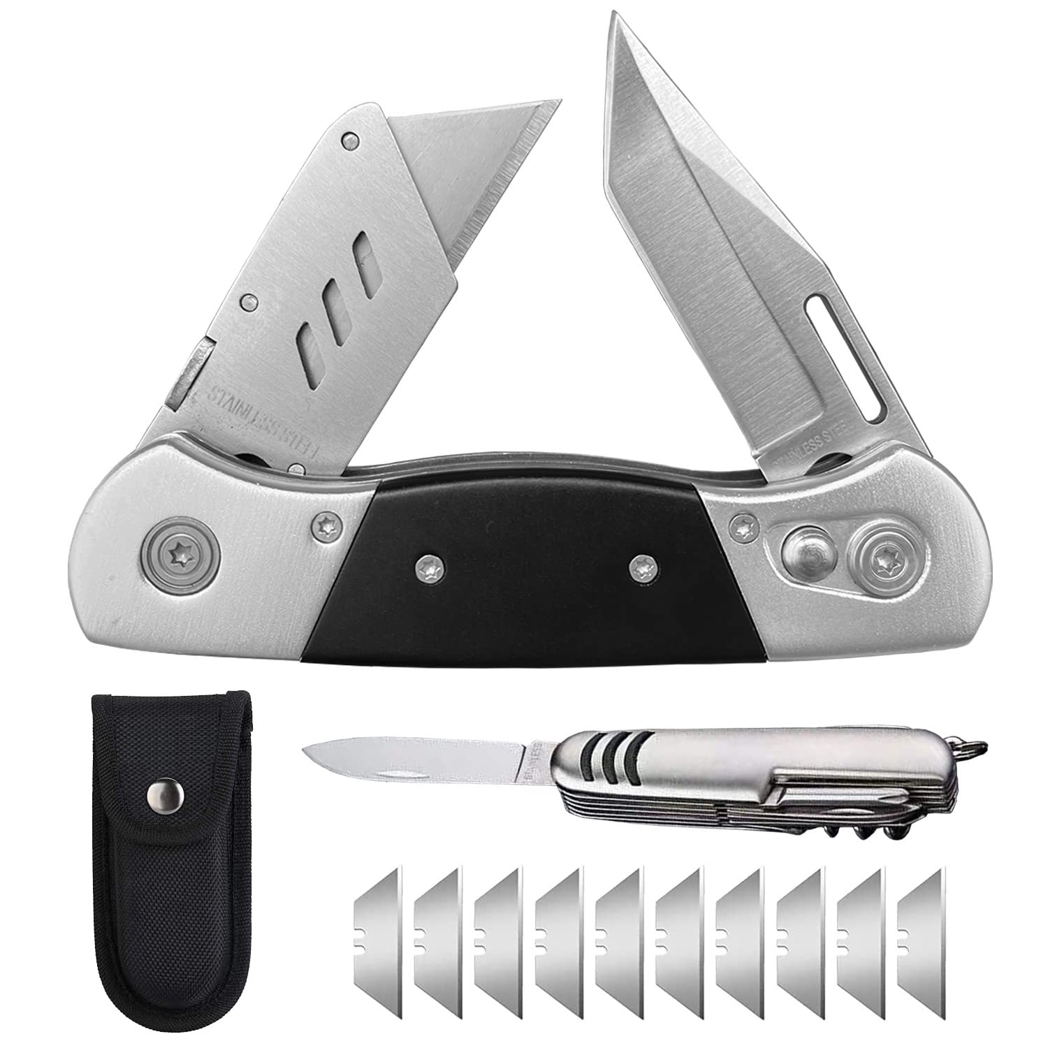 Folding Knife with dual blades for versatile DIY cutting tasks.