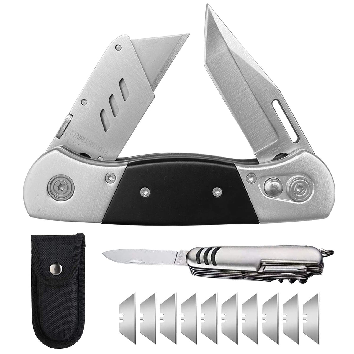 Folding Knife with dual blades for versatile DIY cutting tasks.