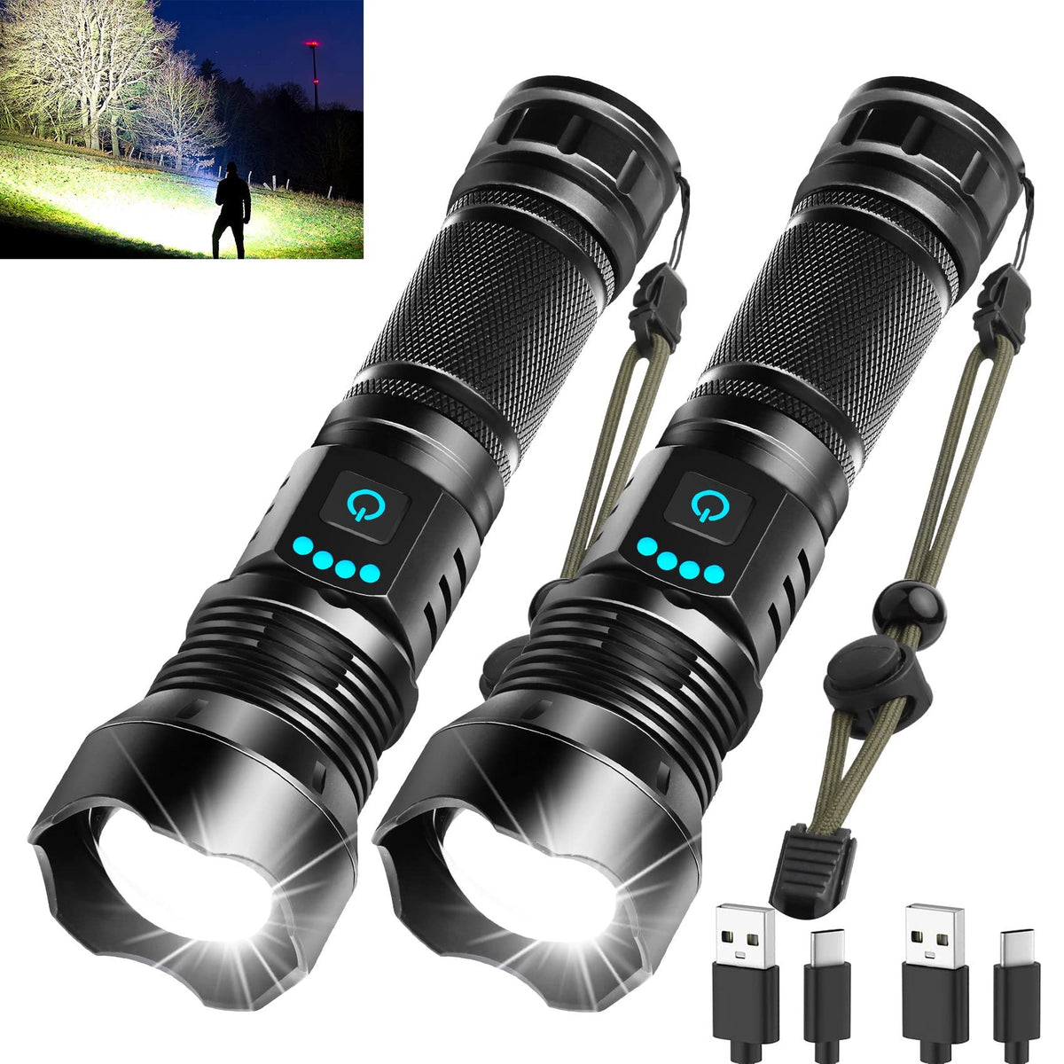 Foleto Rechargeable LED Flashlight with a compact design for camping and emergencies.