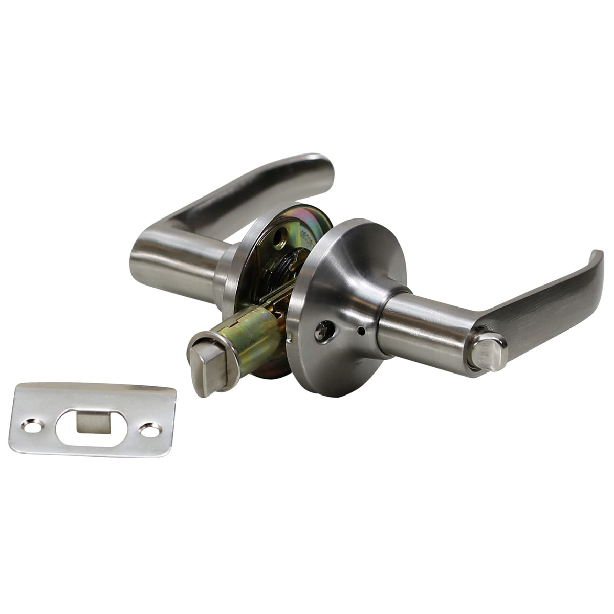 Folkamp Style 3 lever privacy lockset in satin nickel for RVs, convenient privacy control