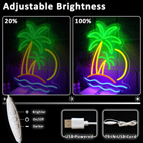 Folkive Island neon light adds tropical ambiance to home bars and lounges.