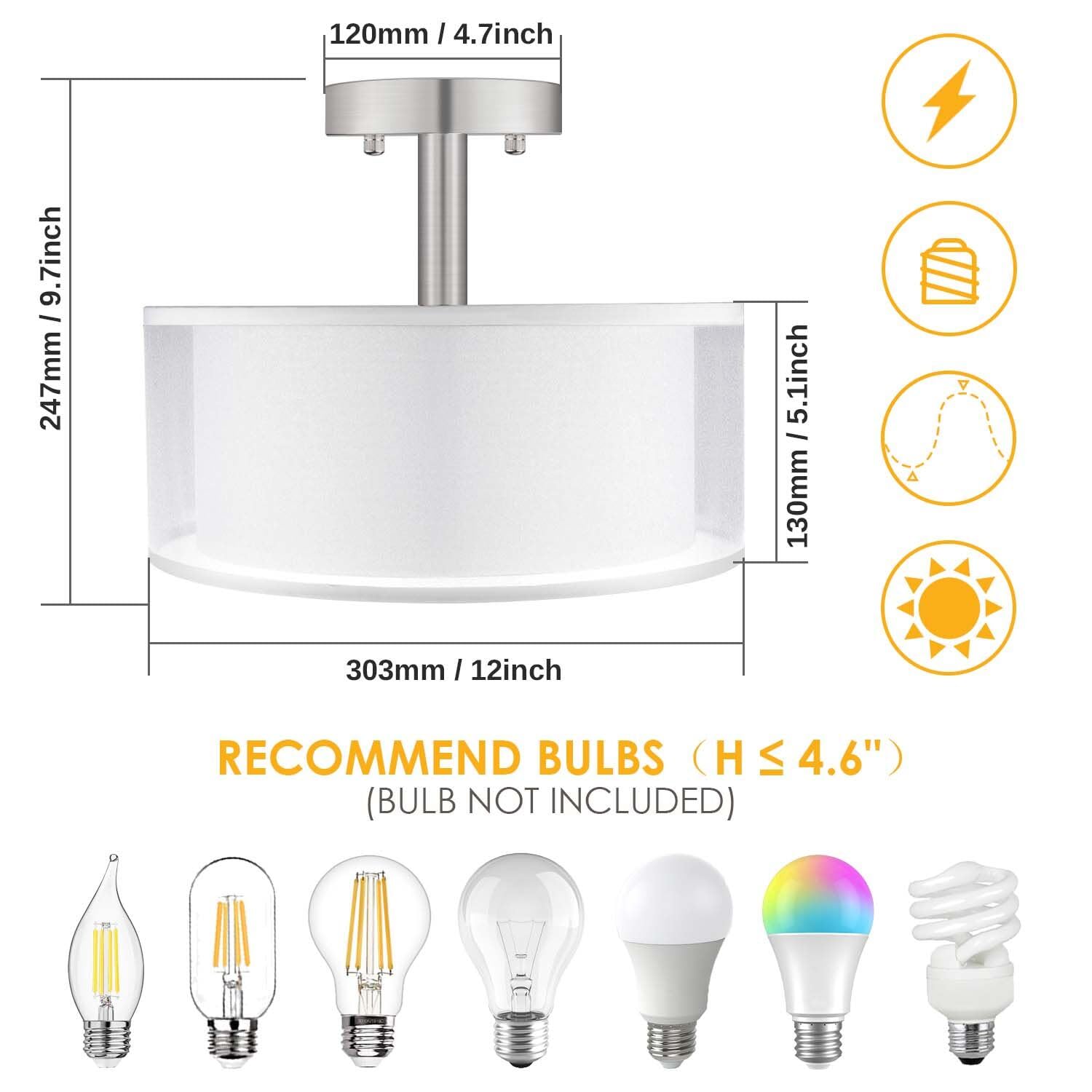FOLKSMATE drum light socket detail demonstrates adjustable angles for targeted illumination.