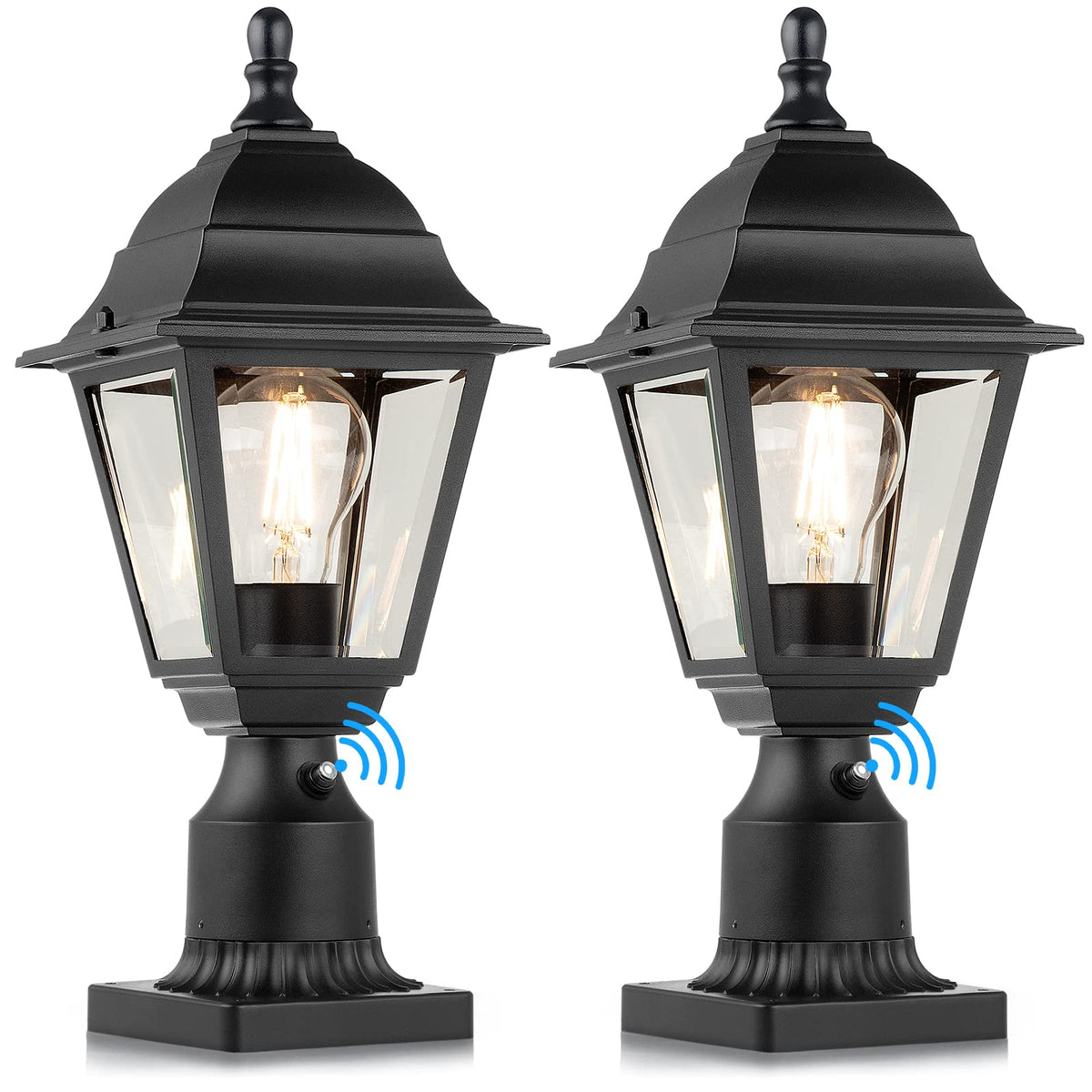 FOLKSMATE dusk-to-dawn post light with pier mount for exterior paths