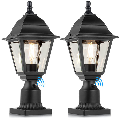 FOLKSMATE dusk-to-dawn post light with pier mount for exterior paths